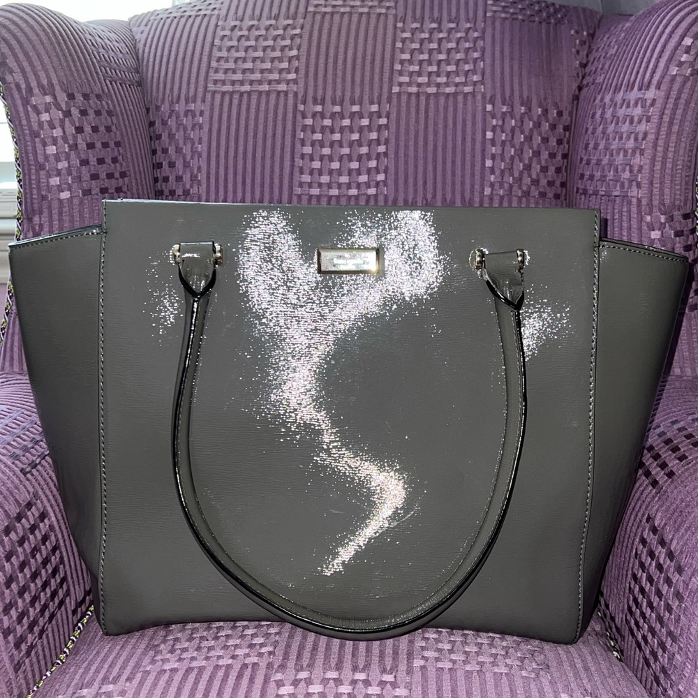 Kate Spade New York Camryn Bixby Place Leather Large Tote Bag Hare Grey